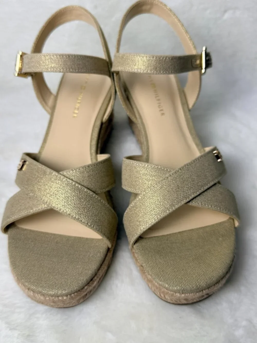 Tommy Hilfiger Genea Gold Shimmer Espadrille Wedges